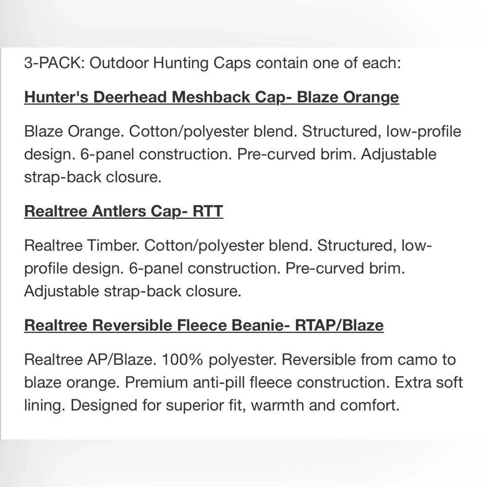 Realtree bundle of 3 hats NWT baseball and beanie men’s hunting camo